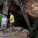 Merlin with Ernest Seamark at the entrance to Gatkop Cave