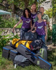 The bat crew ready to depart with our 350-pounds of photo equipment/