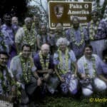 Merlin celebrating creation of the National Park of American Samoa, a key sanctuary for flying foxes, with partners, especially Bruce Vento, Verne and Marion Read and Paul Cox (front center, left to right). Conservation