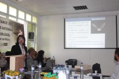 Dr. Alima Gharout presnting information about bats and public health